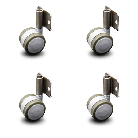 Service Caster 2" Gray Soft Twin Wheel Caster with Side Mount Set Service Caster SCC-GR02S50-TPR-GRY-716-4-CB180-4